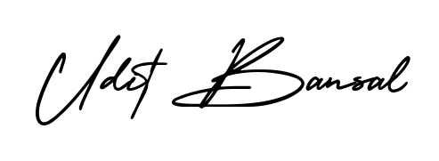 A timeless handwritten aesthetic for Udit Bansal. The AmerikaSignatureDemo-Regular font gives your signature a handcrafted feel with natural curves. Udit Bansal signature style 3 images and pictures png