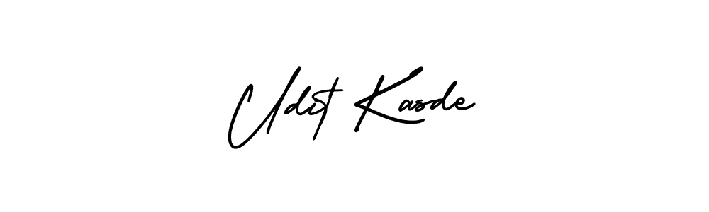 The best way (AmerikaSignatureDemo-Regular) to make a short signature is to pick only two or three words in your name. The name Udit Kasde include a total of six letters. For converting this name. Udit Kasde signature style 3 images and pictures png