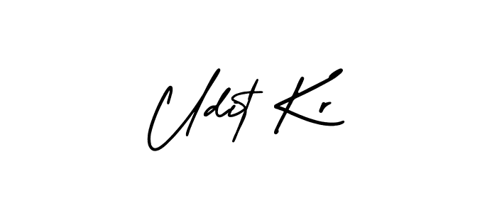 The best way (AmerikaSignatureDemo-Regular) to make a short signature is to pick only two or three words in your name. The name Udit Kr include a total of six letters. For converting this name. Udit Kr signature style 3 images and pictures png