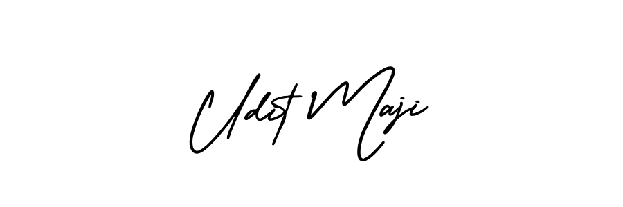 Use a signature maker to create a handwritten signature online. With this signature software, you can design (AmerikaSignatureDemo-Regular) your own signature for name Udit Maji. Udit Maji signature style 3 images and pictures png