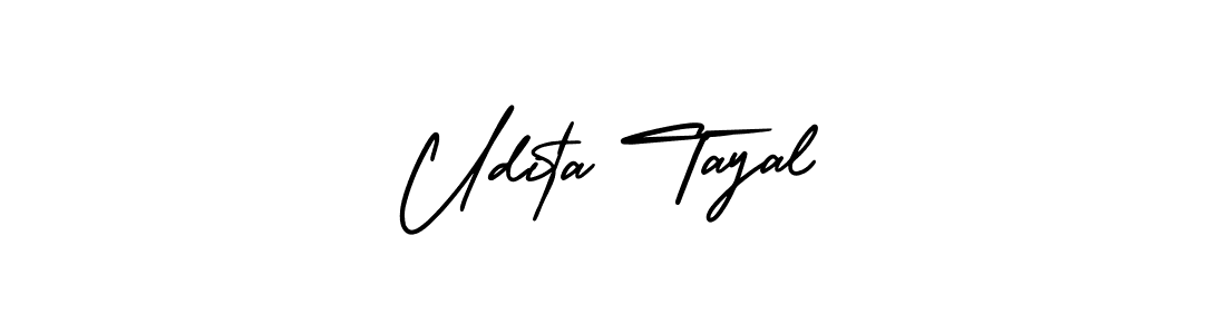 You should practise on your own different ways (AmerikaSignatureDemo-Regular) to write your name (Udita Tayal) in signature. don't let someone else do it for you. Udita Tayal signature style 3 images and pictures png