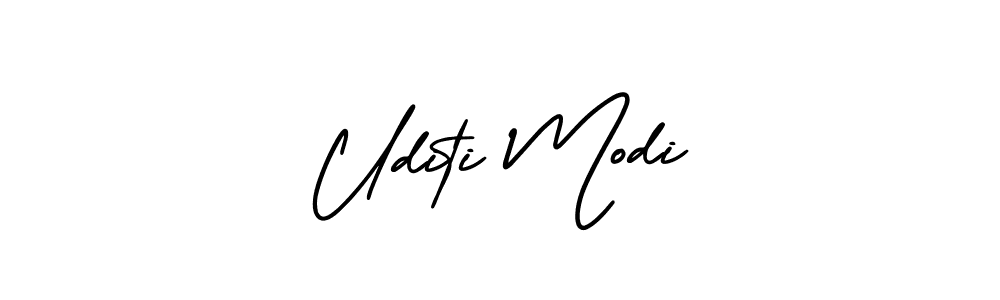 You should practise on your own different ways (AmerikaSignatureDemo-Regular) to write your name (Uditi Modi) in signature. don't let someone else do it for you. Uditi Modi signature style 3 images and pictures png