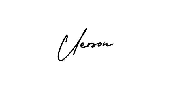 The best way (AmerikaSignatureDemo-Regular) to make a short signature is to pick only two or three words in your name. The name Uerson include a total of six letters. For converting this name. Uerson signature style 3 images and pictures png