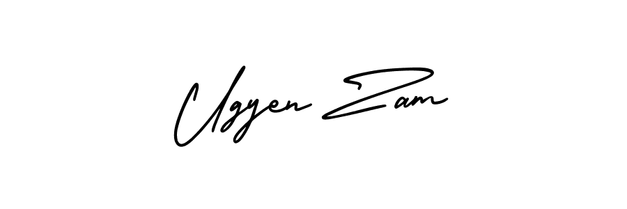 The best way (AmerikaSignatureDemo-Regular) to make a short signature is to pick only two or three words in your name. The name Ugyen Zam include a total of six letters. For converting this name. Ugyen Zam signature style 3 images and pictures png