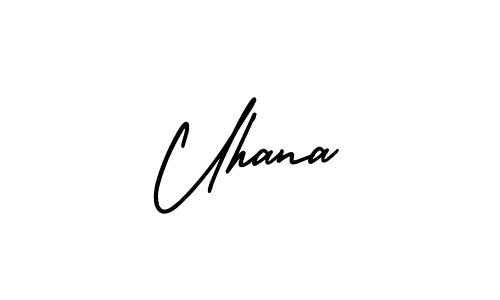 How to make Uhana name signature. Use AmerikaSignatureDemo-Regular style for creating short signs online. This is the latest handwritten sign. Uhana signature style 3 images and pictures png