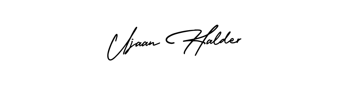 Ujaan Halder stylish signature style. Best Handwritten Sign (AmerikaSignatureDemo-Regular) for my name. Handwritten Signature Collection Ideas for my name Ujaan Halder. Ujaan Halder signature style 3 images and pictures png