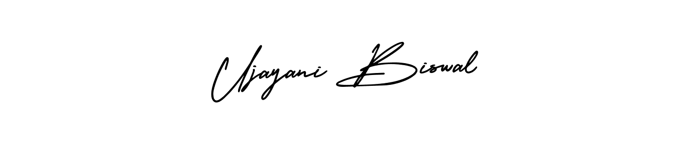 This is the best signature style for the Ujayani Biswal name. Also you like these signature font (AmerikaSignatureDemo-Regular). Mix name signature. Ujayani Biswal signature style 3 images and pictures png