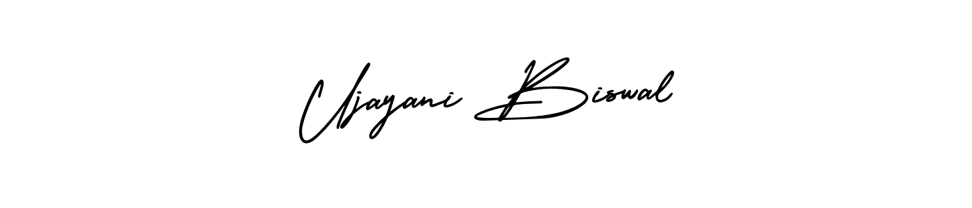 This is the best signature style for the Ujayani Biswal name. Also you like these signature font (AmerikaSignatureDemo-Regular). Mix name signature. Ujayani Biswal signature style 3 images and pictures png