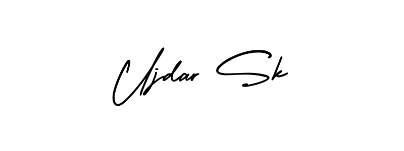 The best way (AmerikaSignatureDemo-Regular) to make a short signature is to pick only two or three words in your name. The name Ujdar Sk include a total of six letters. For converting this name. Ujdar Sk signature style 3 images and pictures png