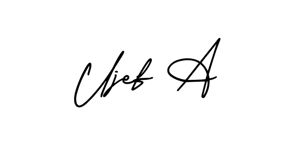 Ujef A stylish signature style. Best Handwritten Sign (AmerikaSignatureDemo-Regular) for my name. Handwritten Signature Collection Ideas for my name Ujef A. Ujef A signature style 3 images and pictures png