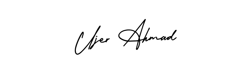 Similarly AmerikaSignatureDemo-Regular is the best handwritten signature design. Signature creator online .You can use it as an online autograph creator for name Ujer Ahmad. Ujer Ahmad signature style 3 images and pictures png