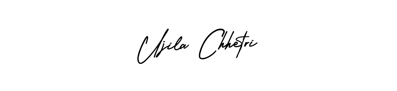 Ujila Chhetri stylish signature style. Best Handwritten Sign (AmerikaSignatureDemo-Regular) for my name. Handwritten Signature Collection Ideas for my name Ujila Chhetri. Ujila Chhetri signature style 3 images and pictures png