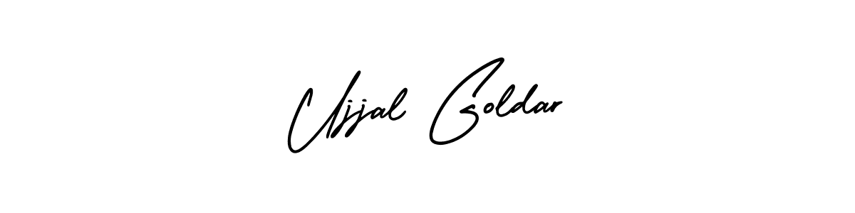 The best way (AmerikaSignatureDemo-Regular) to make a short signature is to pick only two or three words in your name. The name Ujjal Goldar include a total of six letters. For converting this name. Ujjal Goldar signature style 3 images and pictures png