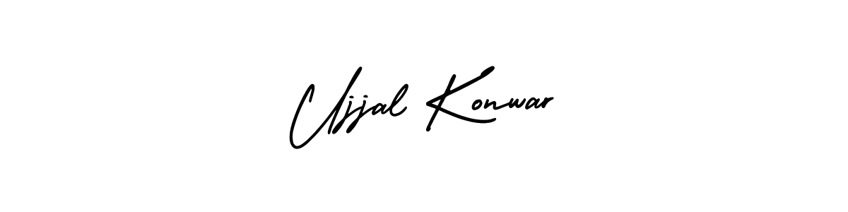 The best way (AmerikaSignatureDemo-Regular) to make a short signature is to pick only two or three words in your name. The name Ujjal Konwar include a total of six letters. For converting this name. Ujjal Konwar signature style 3 images and pictures png