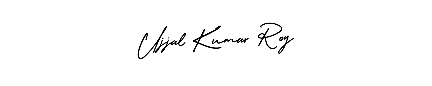 You should practise on your own different ways (AmerikaSignatureDemo-Regular) to write your name (Ujjal Kumar Roy) in signature. don't let someone else do it for you. Ujjal Kumar Roy signature style 3 images and pictures png
