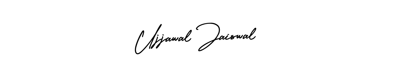 You should practise on your own different ways (AmerikaSignatureDemo-Regular) to write your name (Ujjawal Jaiswal) in signature. don't let someone else do it for you. Ujjawal Jaiswal signature style 3 images and pictures png