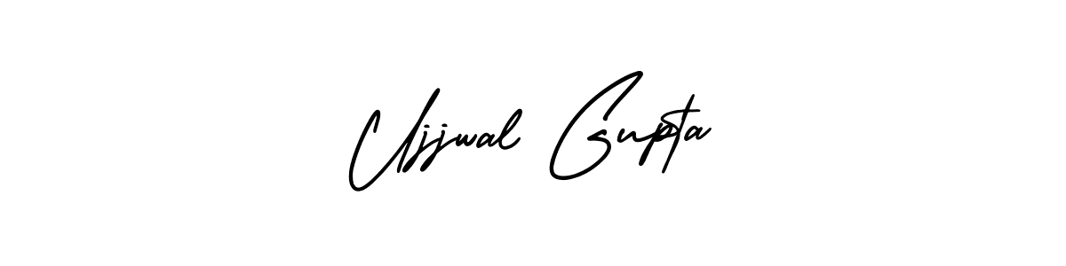 You should practise on your own different ways (AmerikaSignatureDemo-Regular) to write your name (Ujjwal Gupta) in signature. don't let someone else do it for you. Ujjwal Gupta signature style 3 images and pictures png