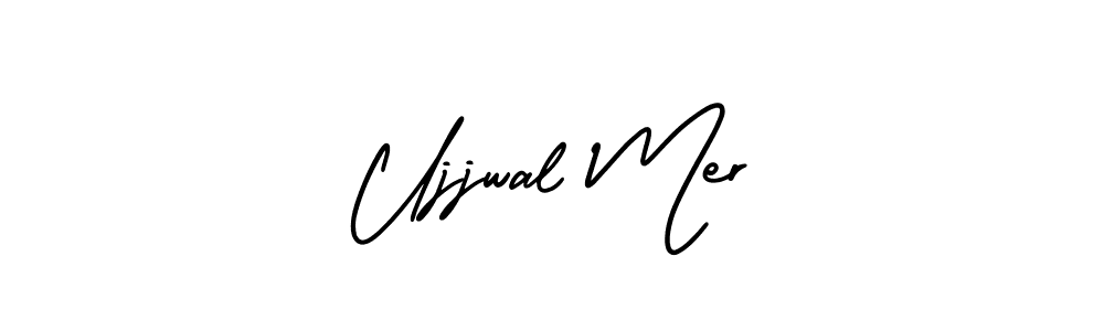The best way (AmerikaSignatureDemo-Regular) to make a short signature is to pick only two or three words in your name. The name Ujjwal Mer include a total of six letters. For converting this name. Ujjwal Mer signature style 3 images and pictures png