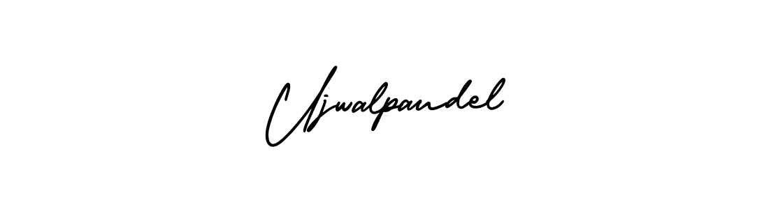 This is the best signature style for the Ujwalpaudel name. Also you like these signature font (AmerikaSignatureDemo-Regular). Mix name signature. Ujwalpaudel signature style 3 images and pictures png