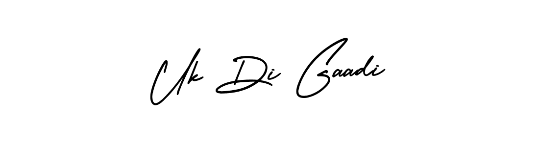 Also You can easily find your signature by using the search form. We will create Uk Di Gaadi name handwritten signature images for you free of cost using AmerikaSignatureDemo-Regular sign style. Uk Di Gaadi signature style 3 images and pictures png