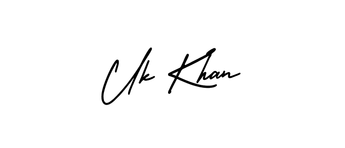 Uk Khan stylish signature style. Best Handwritten Sign (AmerikaSignatureDemo-Regular) for my name. Handwritten Signature Collection Ideas for my name Uk Khan. Uk Khan signature style 3 images and pictures png