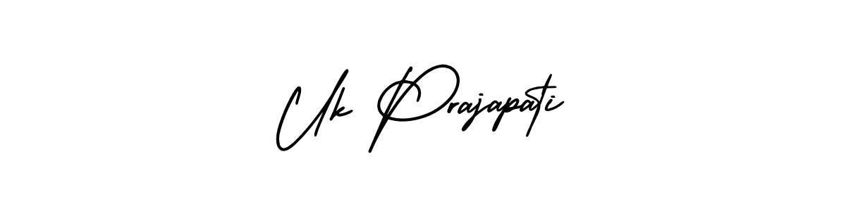 How to make Uk Prajapati name signature. Use AmerikaSignatureDemo-Regular style for creating short signs online. This is the latest handwritten sign. Uk Prajapati signature style 3 images and pictures png