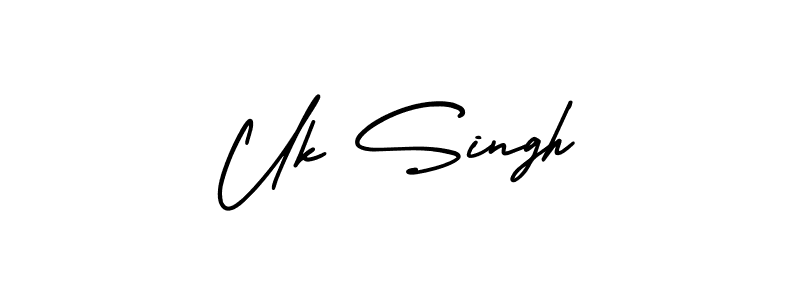 This is the best signature style for the Uk Singh name. Also you like these signature font (AmerikaSignatureDemo-Regular). Mix name signature. Uk Singh signature style 3 images and pictures png