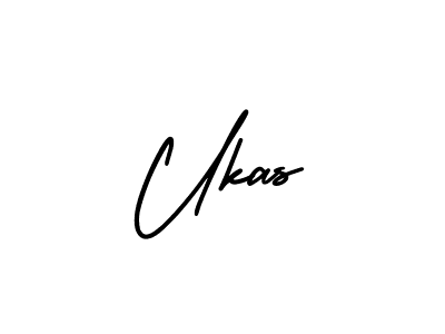 The best way (AmerikaSignatureDemo-Regular) to make a short signature is to pick only two or three words in your name. The name Ukas include a total of six letters. For converting this name. Ukas signature style 3 images and pictures png