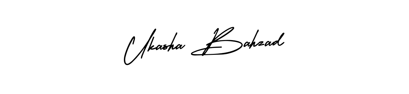 How to Draw Ukasha Bahzad signature style? AmerikaSignatureDemo-Regular is a latest design signature styles for name Ukasha Bahzad. Ukasha Bahzad signature style 3 images and pictures png