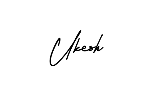 How to make Ukesh name signature. Use AmerikaSignatureDemo-Regular style for creating short signs online. This is the latest handwritten sign. Ukesh signature style 3 images and pictures png