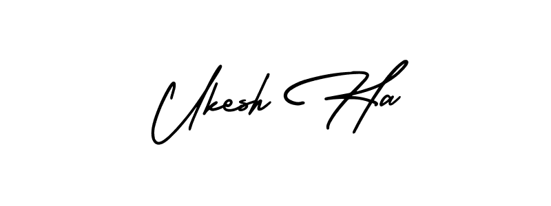 AmerikaSignatureDemo-Regular is a professional signature style that is perfect for those who want to add a touch of class to their signature. It is also a great choice for those who want to make their signature more unique. Get Ukesh Ha name to fancy signature for free. Ukesh Ha signature style 3 images and pictures png