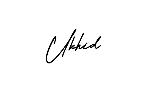 Similarly AmerikaSignatureDemo-Regular is the best handwritten signature design. Signature creator online .You can use it as an online autograph creator for name Ukhid. Ukhid signature style 3 images and pictures png