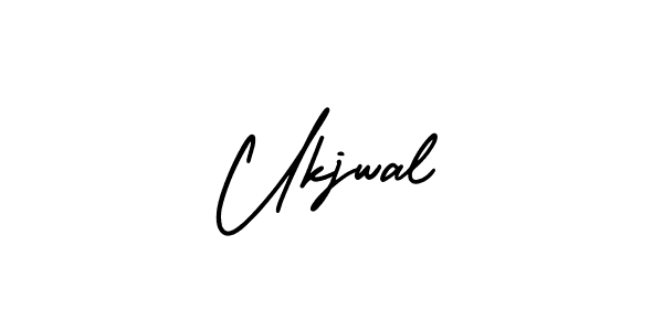 The best way (AmerikaSignatureDemo-Regular) to make a short signature is to pick only two or three words in your name. The name Ukjwal include a total of six letters. For converting this name. Ukjwal signature style 3 images and pictures png