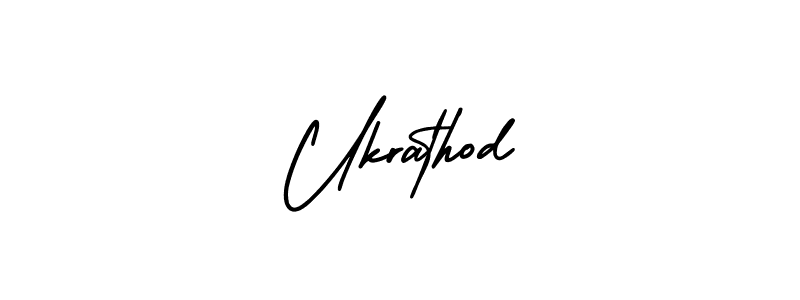 The best way (AmerikaSignatureDemo-Regular) to make a short signature is to pick only two or three words in your name. The name Ukrathod include a total of six letters. For converting this name. Ukrathod signature style 3 images and pictures png