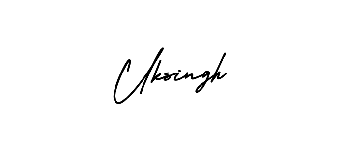 The best way (AmerikaSignatureDemo-Regular) to make a short signature is to pick only two or three words in your name. The name Uksingh include a total of six letters. For converting this name. Uksingh signature style 3 images and pictures png