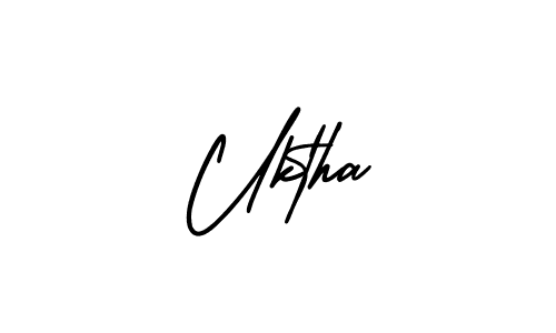 The best way (AmerikaSignatureDemo-Regular) to make a short signature is to pick only two or three words in your name. The name Uktha include a total of six letters. For converting this name. Uktha signature style 3 images and pictures png