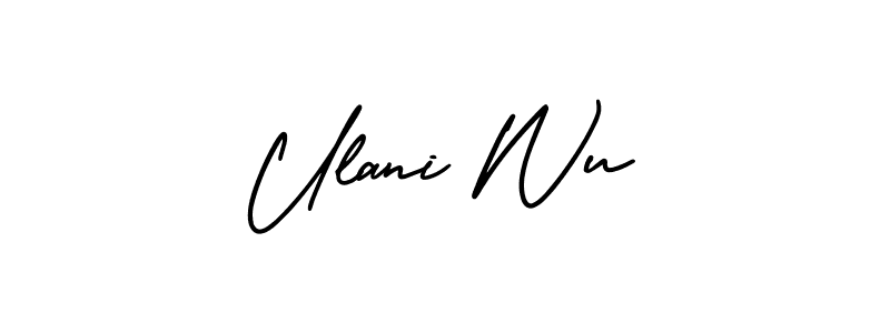 The best way (AmerikaSignatureDemo-Regular) to make a short signature is to pick only two or three words in your name. The name Ulani Wu include a total of six letters. For converting this name. Ulani Wu signature style 3 images and pictures png