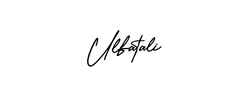 This is the best signature style for the Ulfatali name. Also you like these signature font (AmerikaSignatureDemo-Regular). Mix name signature. Ulfatali signature style 3 images and pictures png