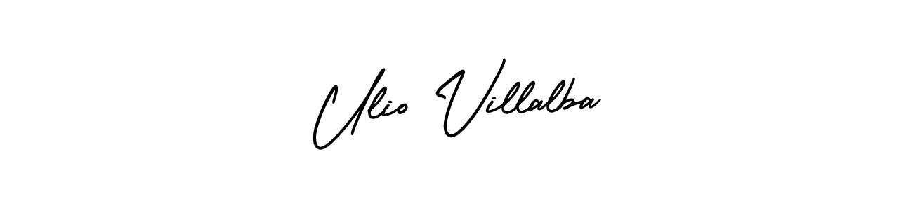 You should practise on your own different ways (AmerikaSignatureDemo-Regular) to write your name (Ulio Villalba) in signature. don't let someone else do it for you. Ulio Villalba signature style 3 images and pictures png