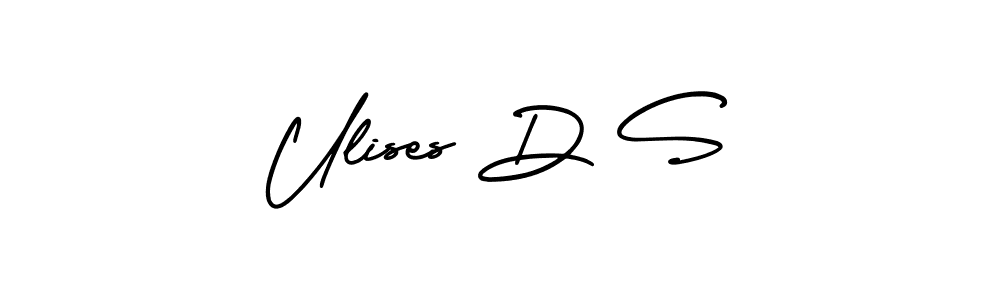 The best way (AmerikaSignatureDemo-Regular) to make a short signature is to pick only two or three words in your name. The name Ulises D S include a total of six letters. For converting this name. Ulises D S signature style 3 images and pictures png