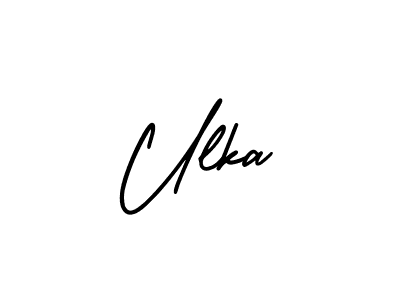 How to make Ulka name signature. Use AmerikaSignatureDemo-Regular style for creating short signs online. This is the latest handwritten sign. Ulka signature style 3 images and pictures png