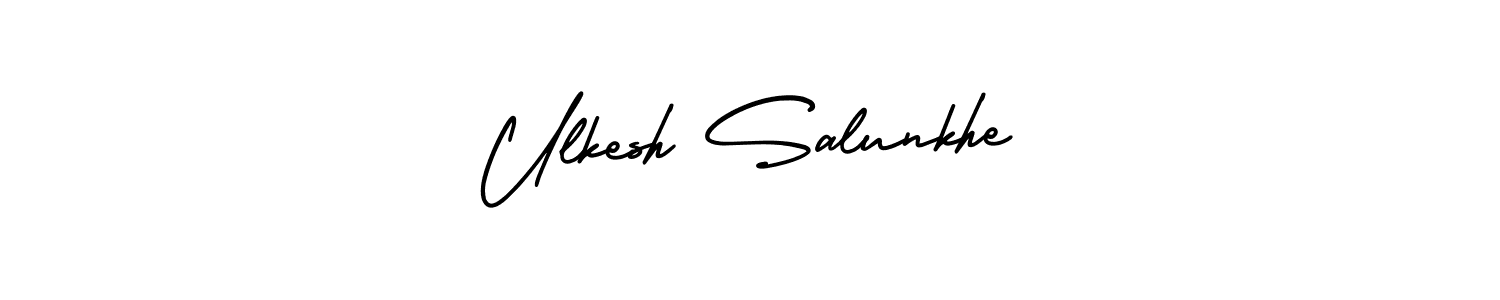 Also You can easily find your signature by using the search form. We will create Ulkesh Salunkhe name handwritten signature images for you free of cost using AmerikaSignatureDemo-Regular sign style. Ulkesh Salunkhe signature style 3 images and pictures png