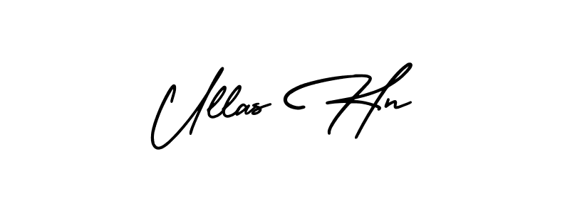 How to make Ullas Hn name signature. Use AmerikaSignatureDemo-Regular style for creating short signs online. This is the latest handwritten sign. Ullas Hn signature style 3 images and pictures png