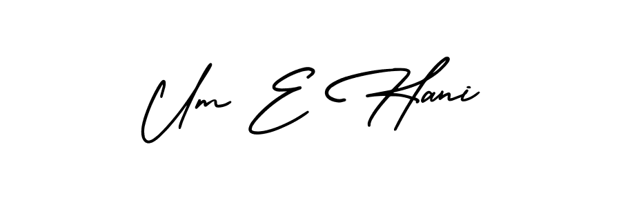 It looks lik you need a new signature style for name Um E Hani. Design unique handwritten (AmerikaSignatureDemo-Regular) signature with our free signature maker in just a few clicks. Um E Hani signature style 3 images and pictures png
