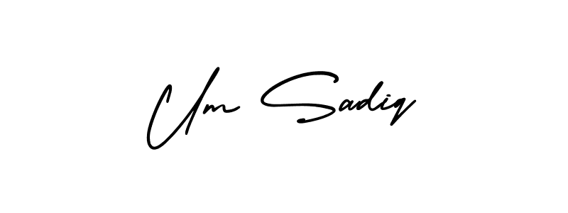 Also You can easily find your signature by using the search form. We will create Um Sadiq name handwritten signature images for you free of cost using AmerikaSignatureDemo-Regular sign style. Um Sadiq signature style 3 images and pictures png