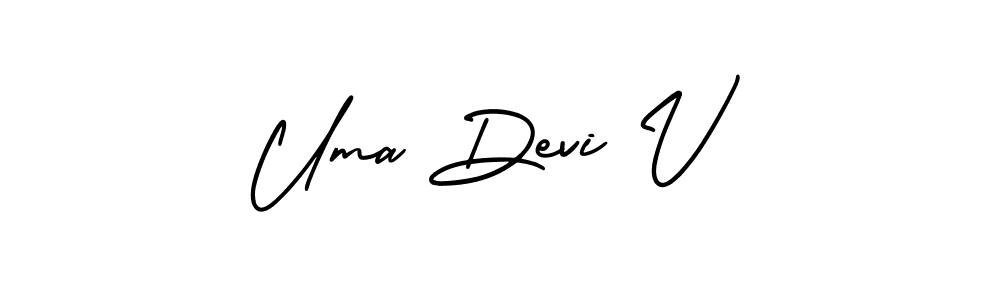 How to make Uma Devi V name signature. Use AmerikaSignatureDemo-Regular style for creating short signs online. This is the latest handwritten sign. Uma Devi V signature style 3 images and pictures png