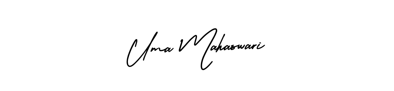 You should practise on your own different ways (AmerikaSignatureDemo-Regular) to write your name (Uma Mahaswari) in signature. don't let someone else do it for you. Uma Mahaswari signature style 3 images and pictures png