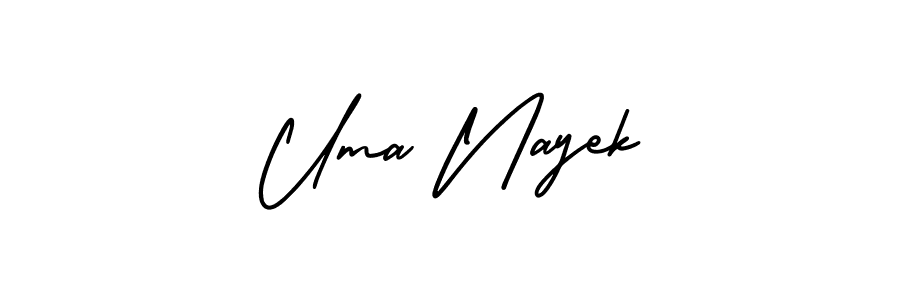 The best way (AmerikaSignatureDemo-Regular) to make a short signature is to pick only two or three words in your name. The name Uma Nayek include a total of six letters. For converting this name. Uma Nayek signature style 3 images and pictures png