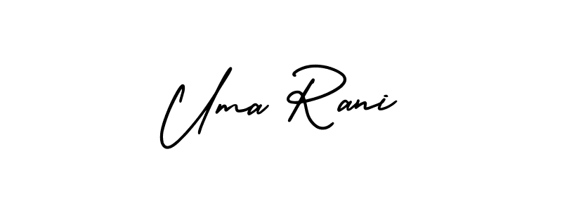 You should practise on your own different ways (AmerikaSignatureDemo-Regular) to write your name (Uma Rani) in signature. don't let someone else do it for you. Uma Rani signature style 3 images and pictures png