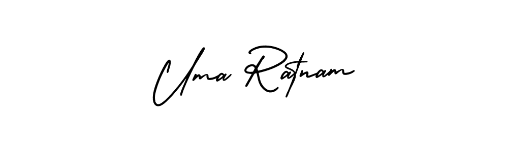 You should practise on your own different ways (AmerikaSignatureDemo-Regular) to write your name (Uma Ratnam) in signature. don't let someone else do it for you. Uma Ratnam signature style 3 images and pictures png